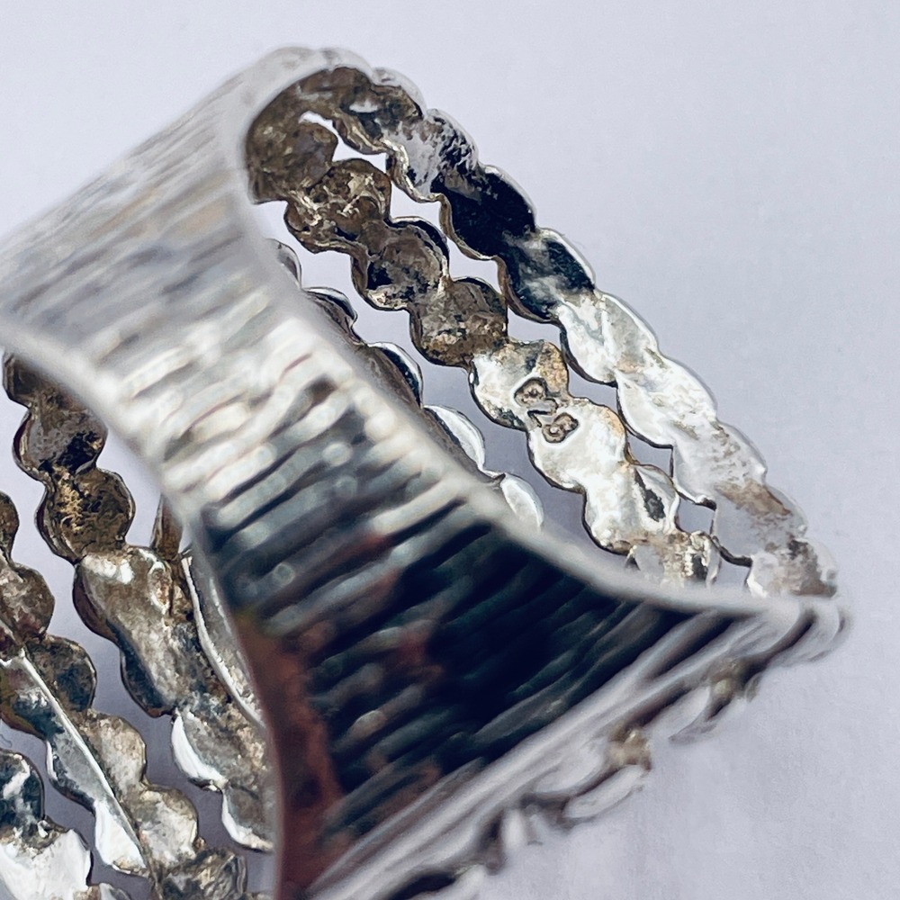Shablool Israel Didae Sterling Silver Ring Cubic Zirconia Sparkling CZ Wide Ring - Picture 6 of 9